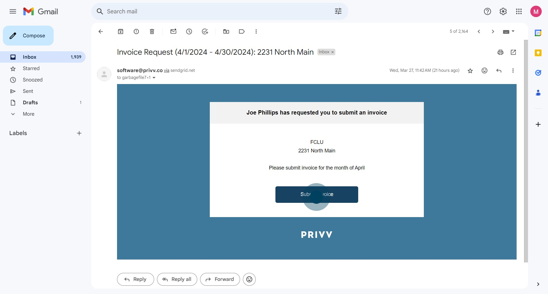 1 Click on "Submit Invoice"