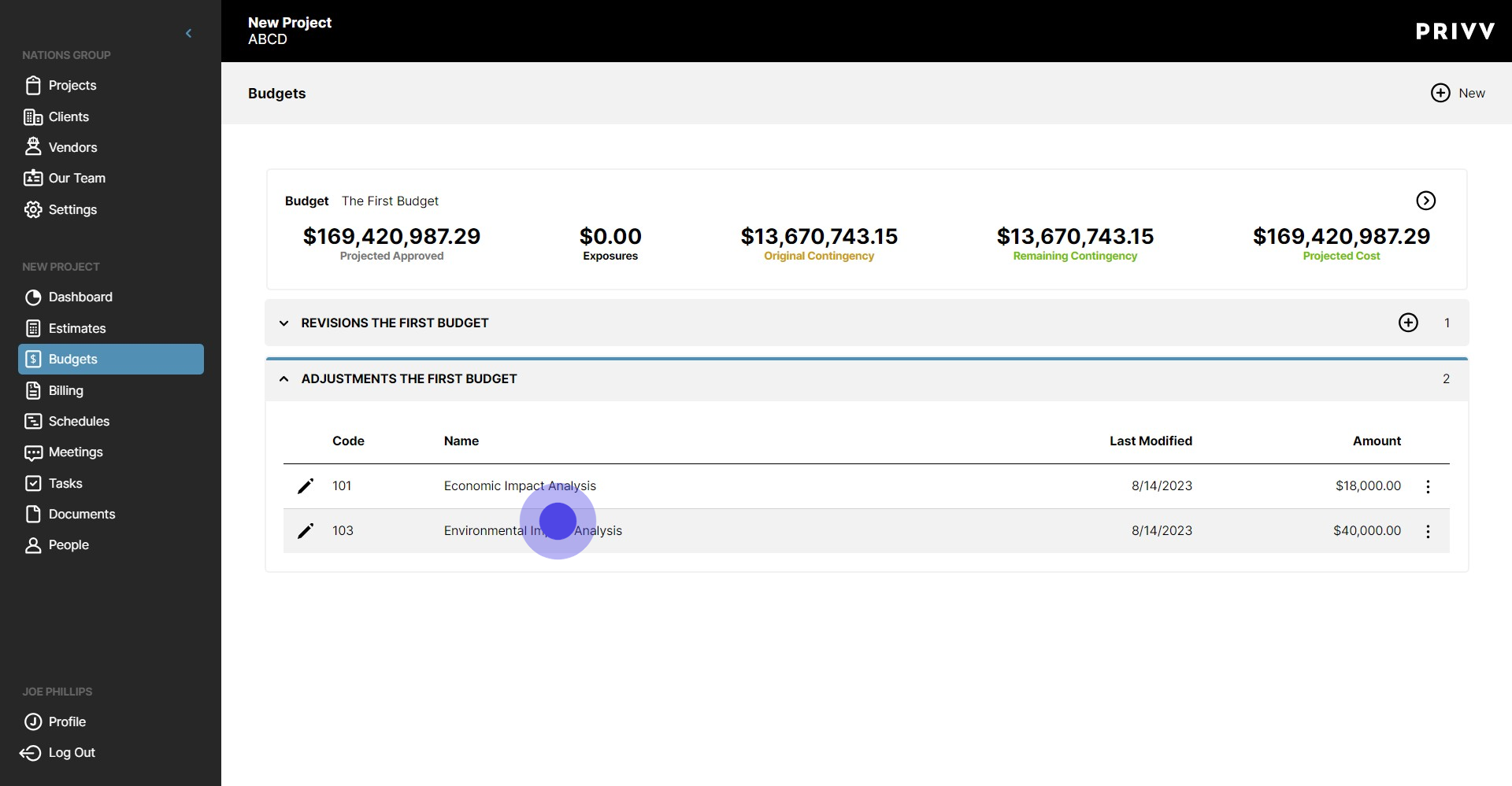 15 Click on "Environmental Impact Analysis"