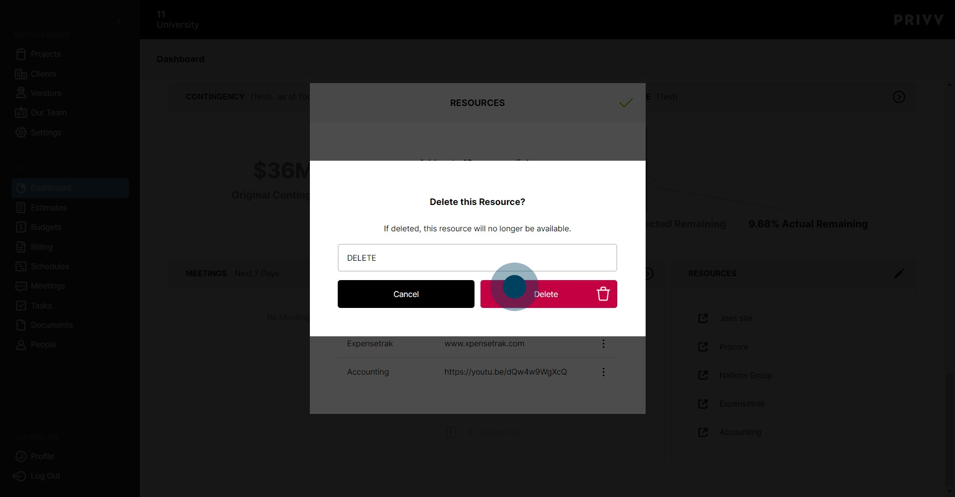 59 Click on "Delete"