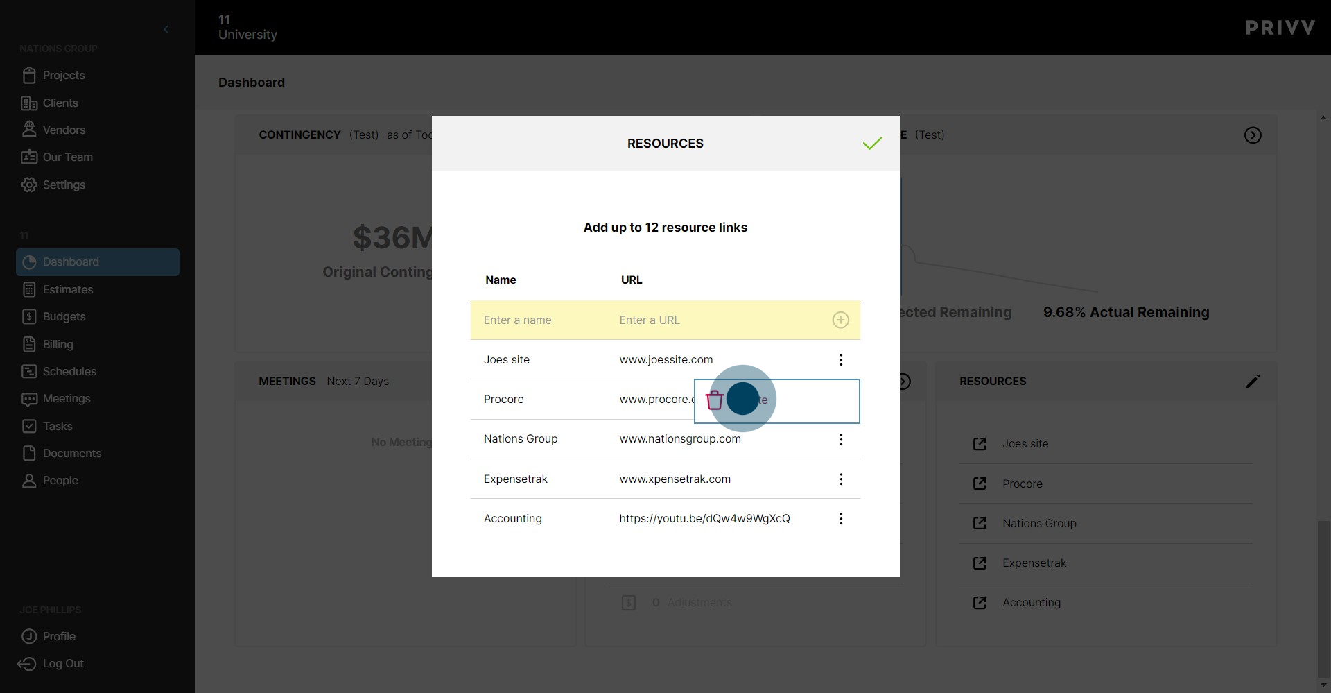 57 Click on "Delete"