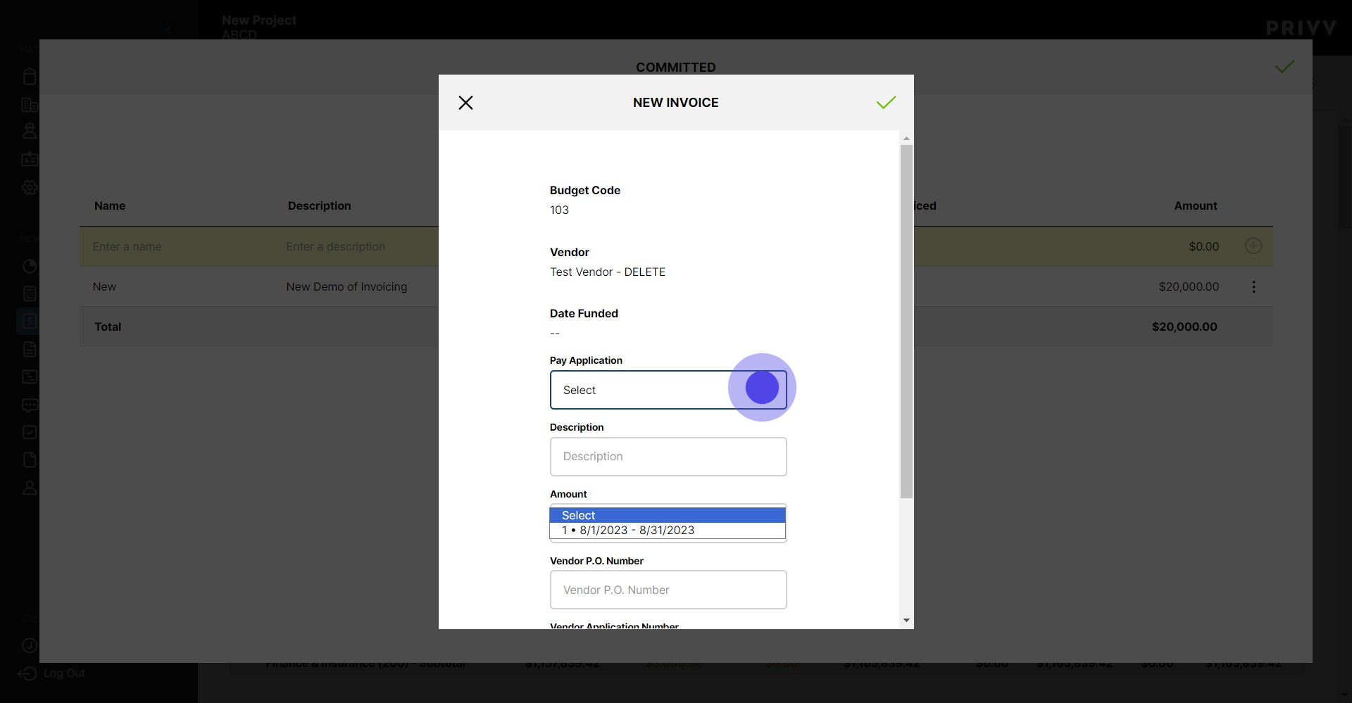 21 Click on "Select 1 • 8/1/2023 - 8/31/2023"
