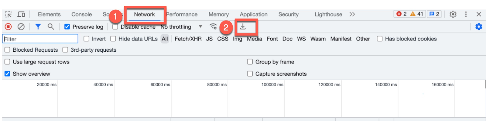 Export the HAR file from the Network tab in Chrome's Debugger