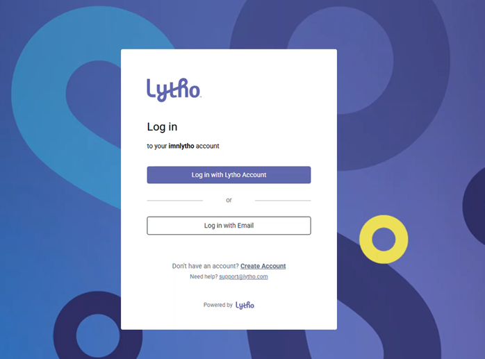 Lytho Login Screen
