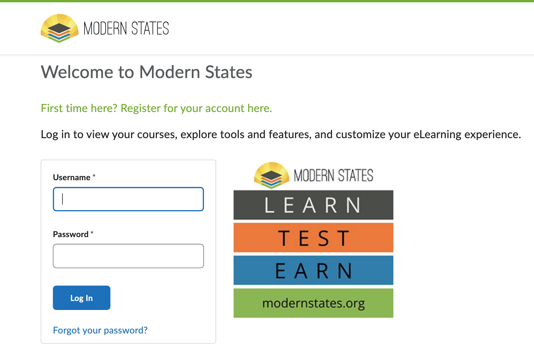 Welcome to Modern States Log In