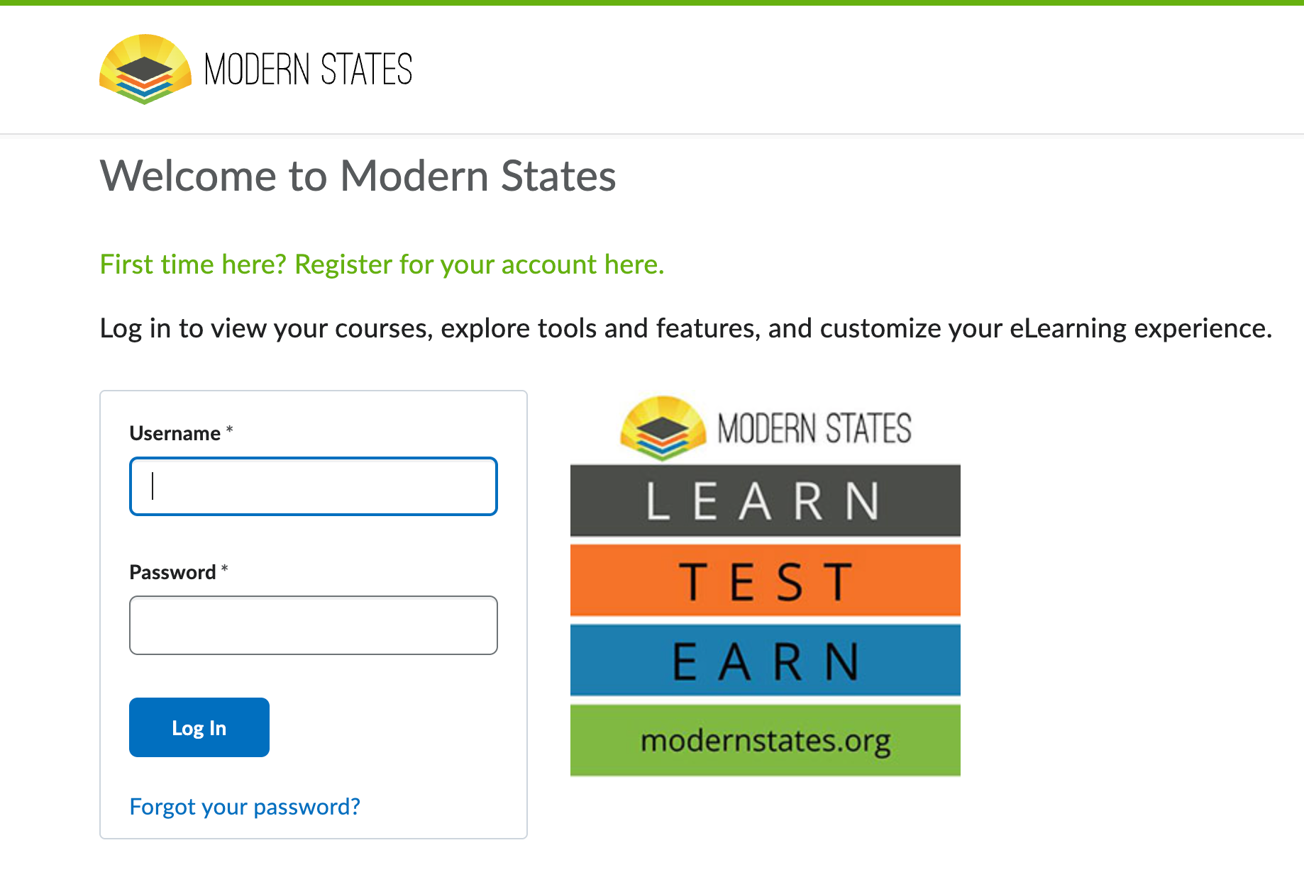Welcome to Modern States Log In