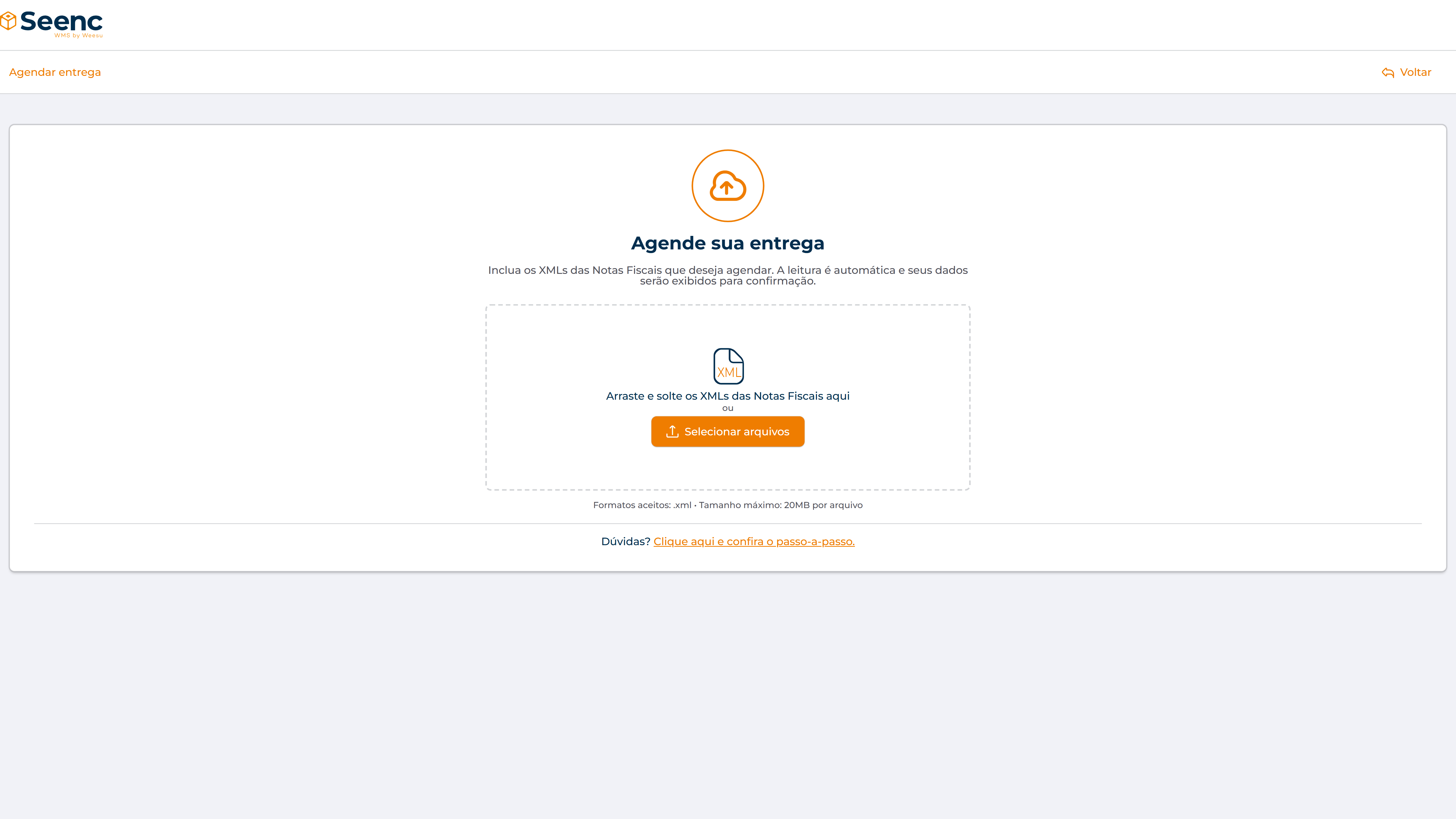 Tela pública de agendamento vista por transportadoras e fornecedores sem login: card 