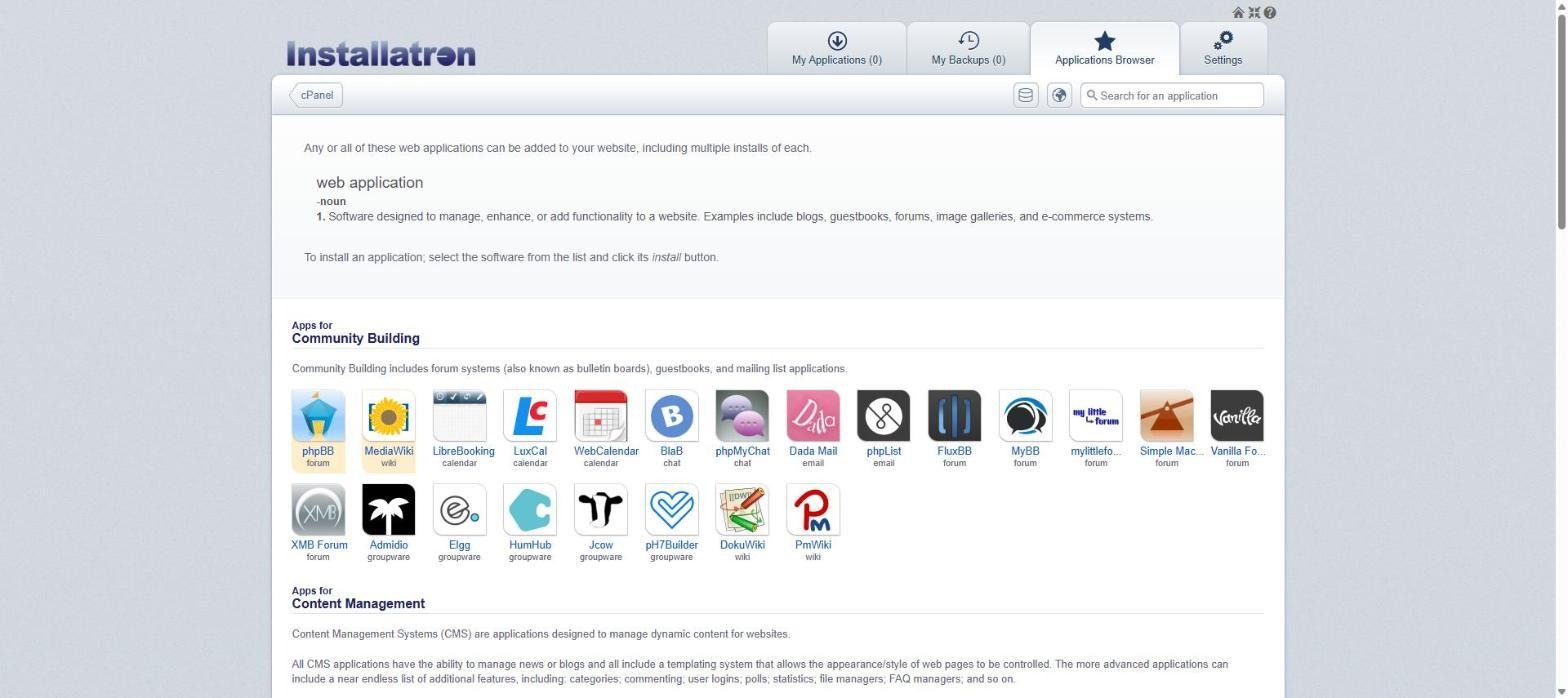 Applications Browser แสดงรายการแอปพลิเคชันแยกตามหมวด