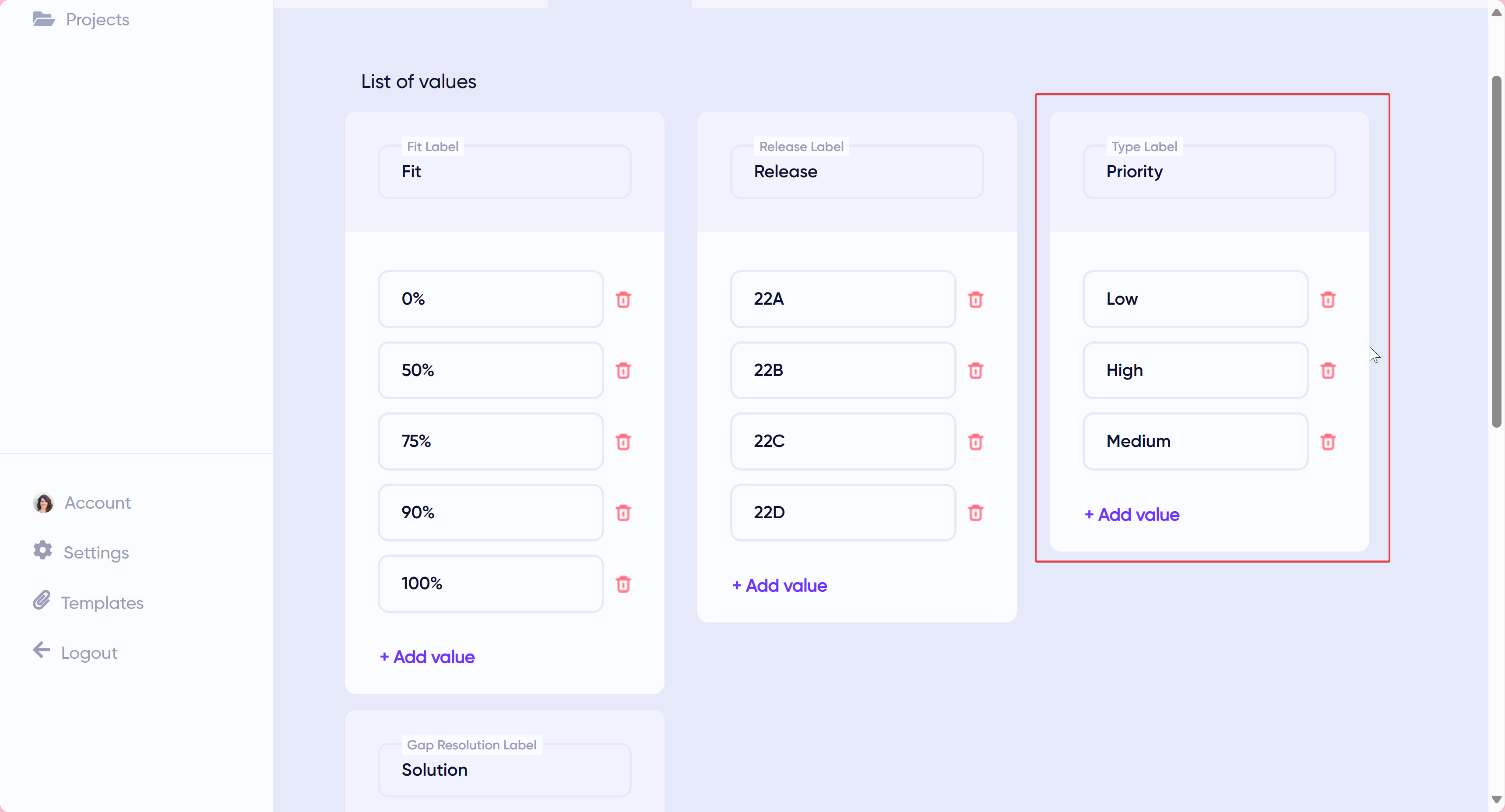 Type Label (Priority)