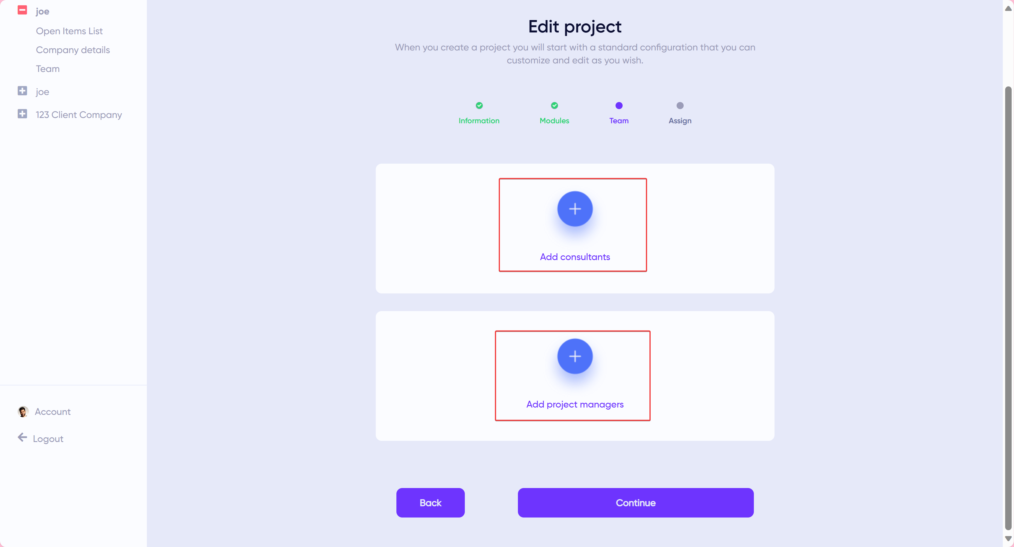 Add Consultants and Project Managers