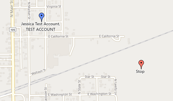 A map with a blue point on it 
Description automatically generated