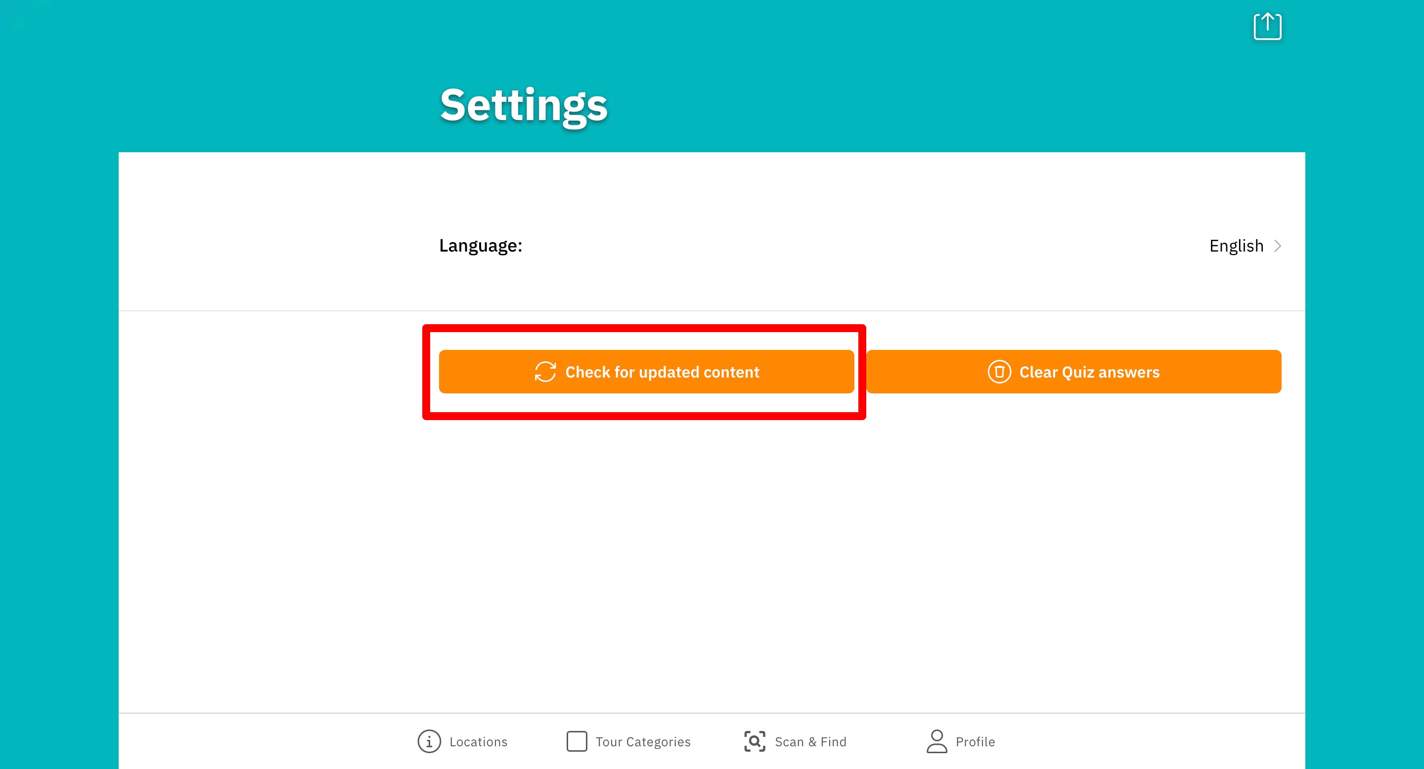 Screenshot shows the “Check for updated content” button.