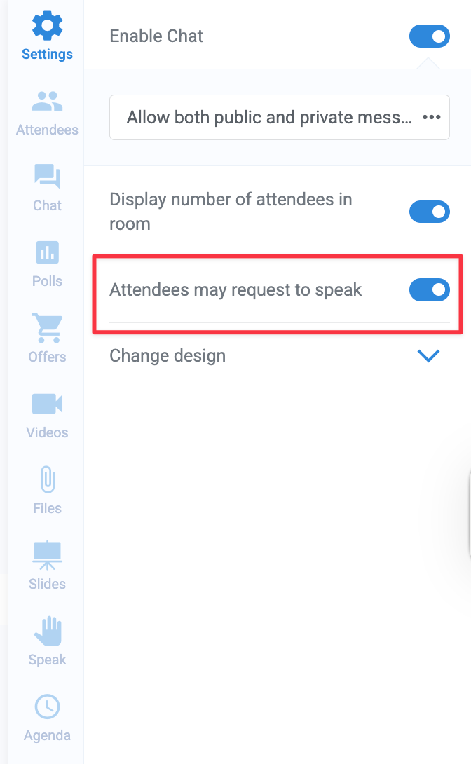 Enable/disable request to speak