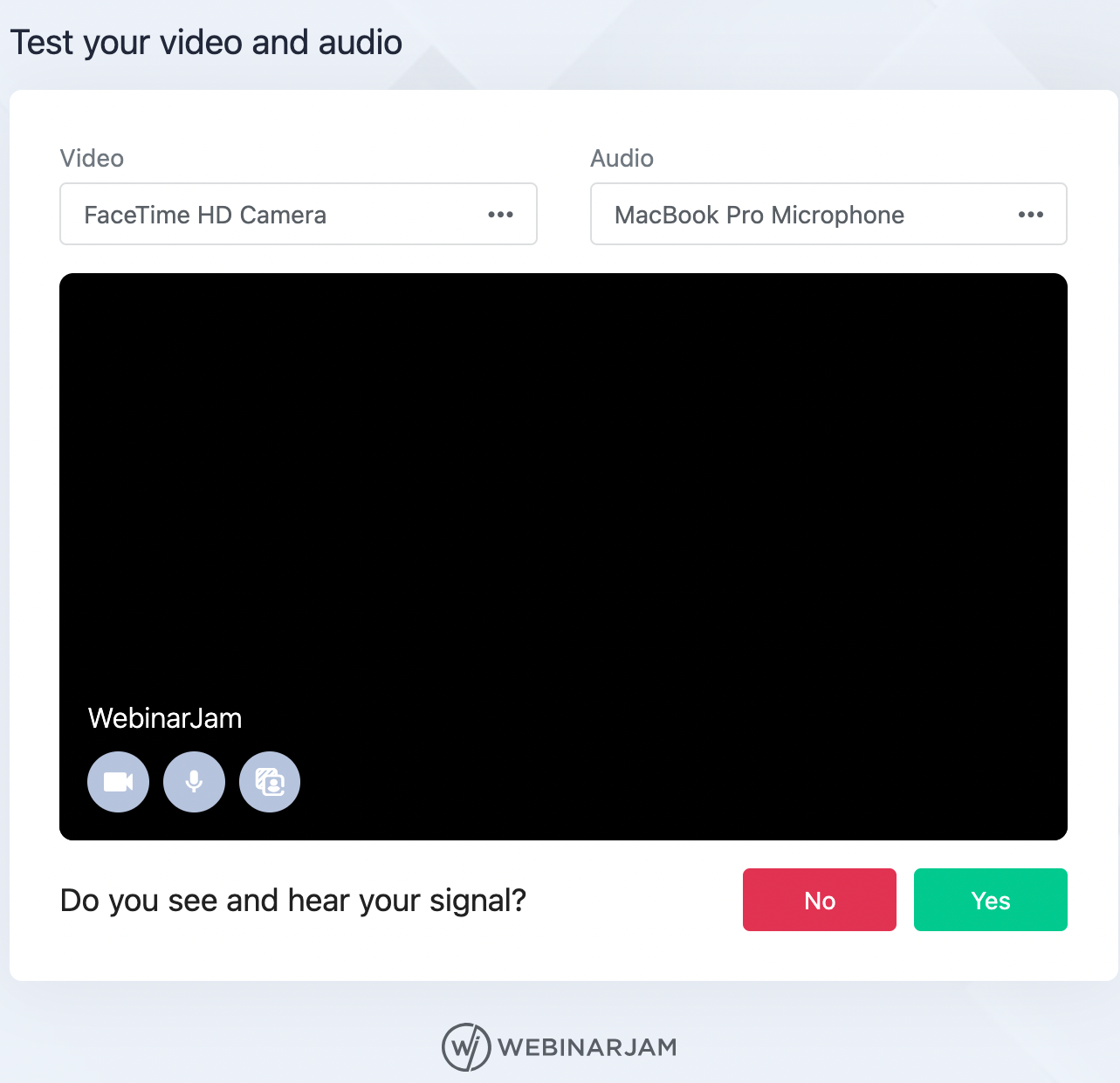 Pre-webinar audio/video test