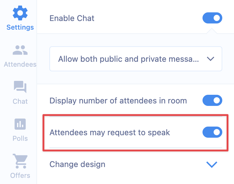 Request to speak feature in live room