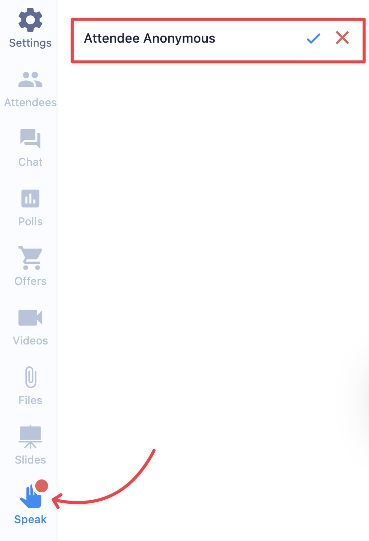 List of speak requests
