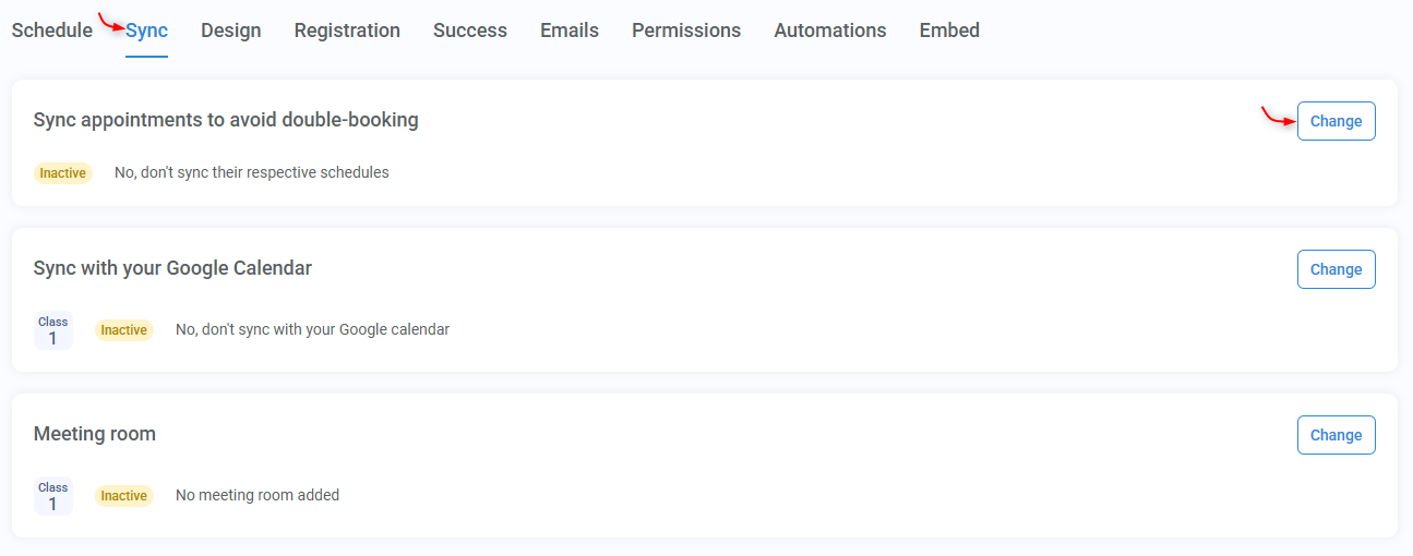 The Sync tab in a Consultant Calendar's configuration wizard.