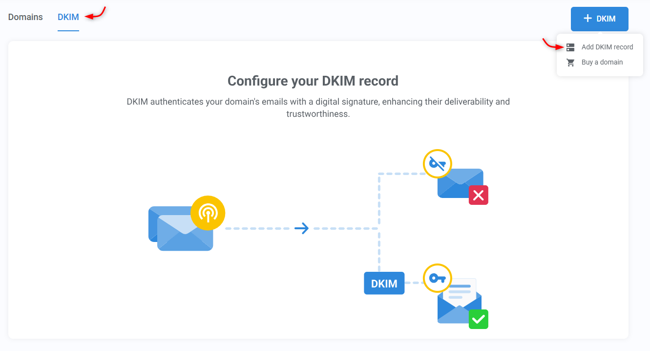 Add DKIM record option in Kartra.