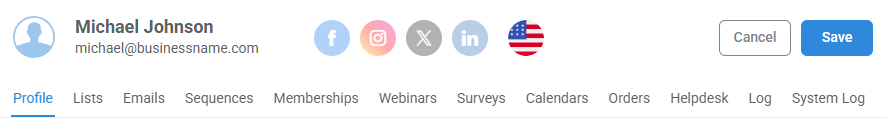 Explore the lead profile to see data and options for your contact
