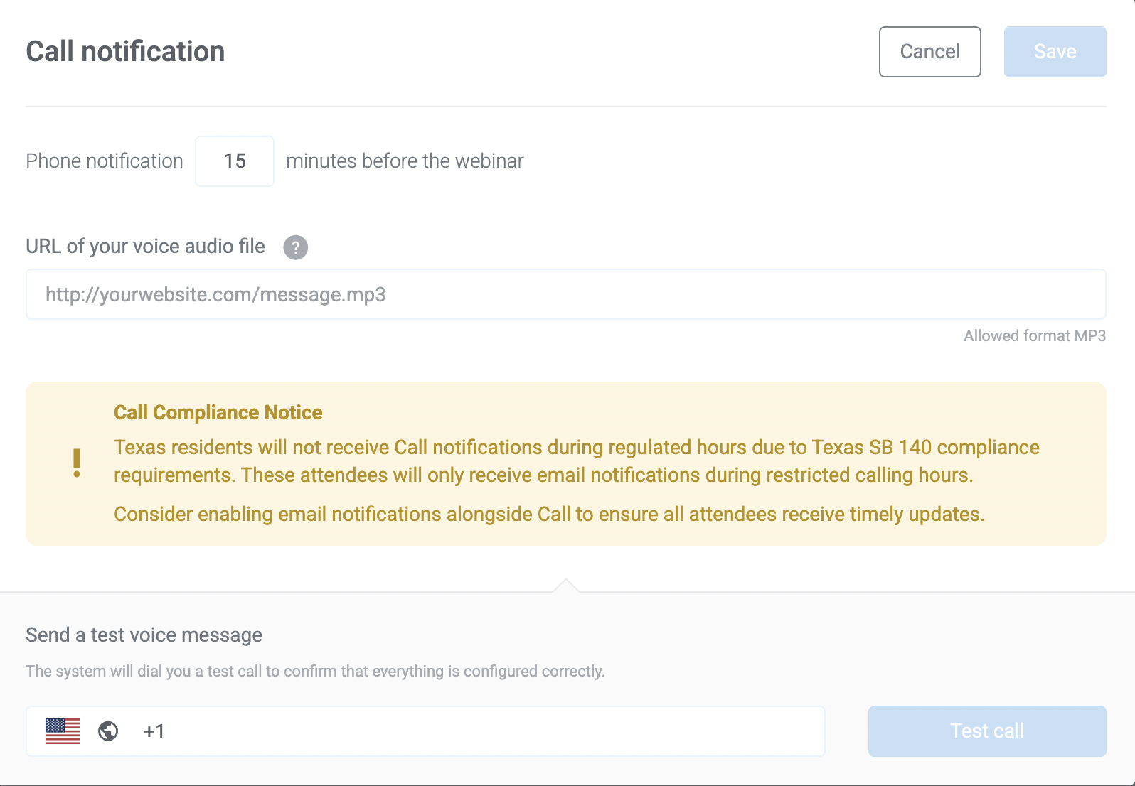Add a voice recording URL