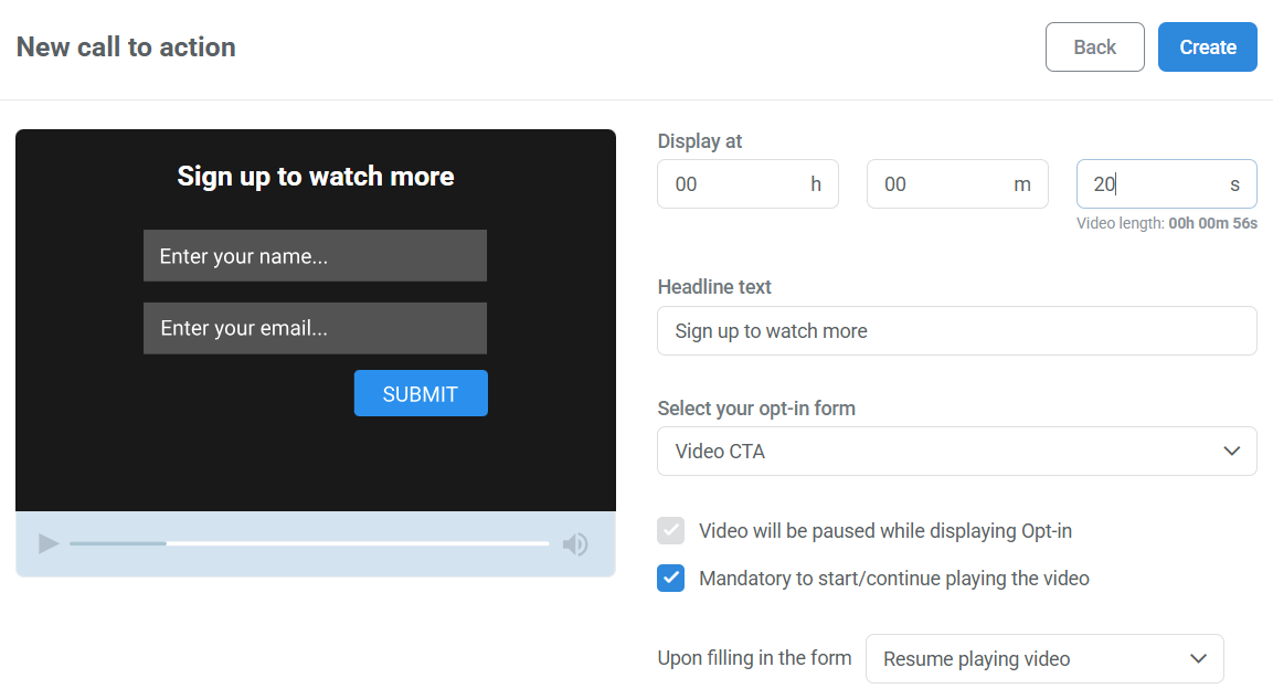 Optin CTA example in wizard.