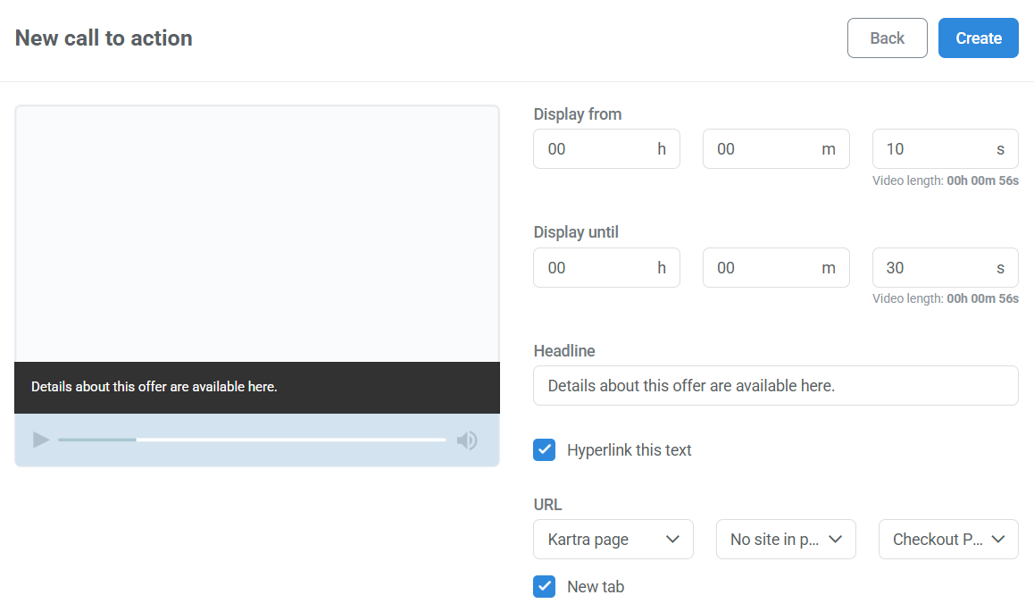 Caption CTA example in wizard.