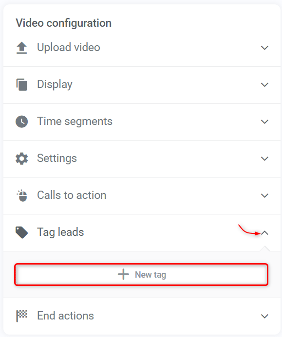 Kartra Video configuration wizard highlighting tagging options.