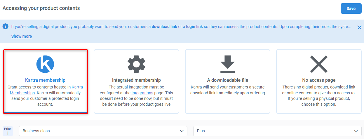 Product content: Kartra membership