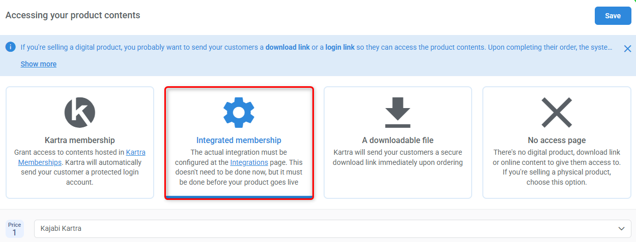 Product content: Integrated membership