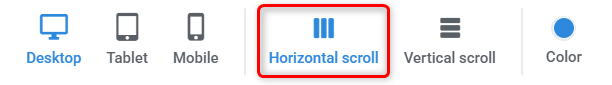 Horizontal scroll option selected in the top menu of the survey builder. 