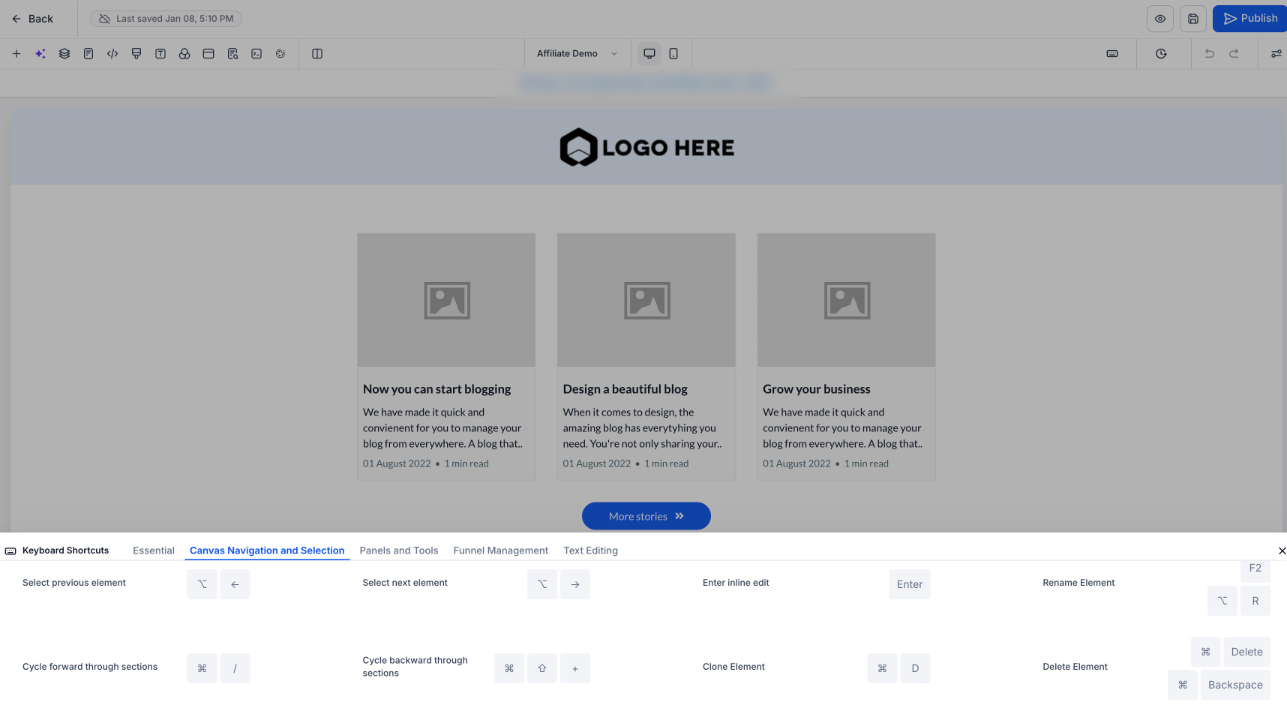 Canvas Navigation and Selection 2