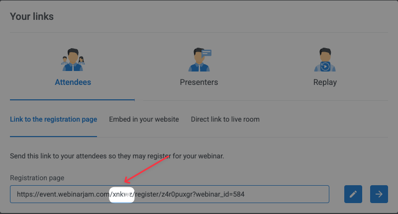 Member hash in registration link