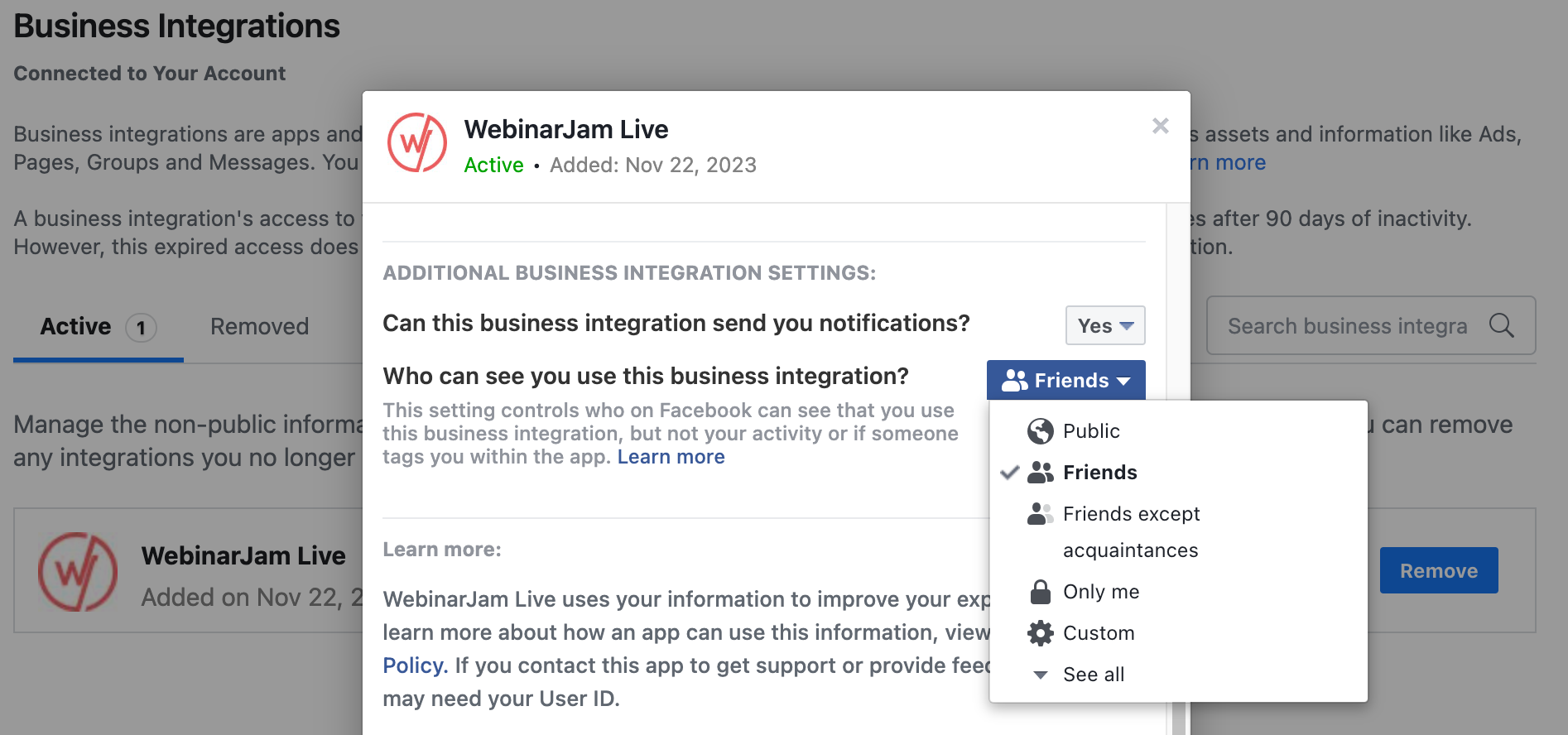 Change the visibility of WebinarJam posts