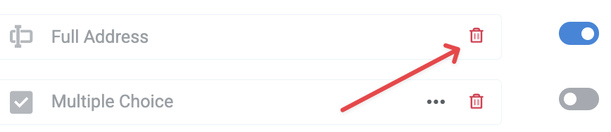 Delete a field from the registration form