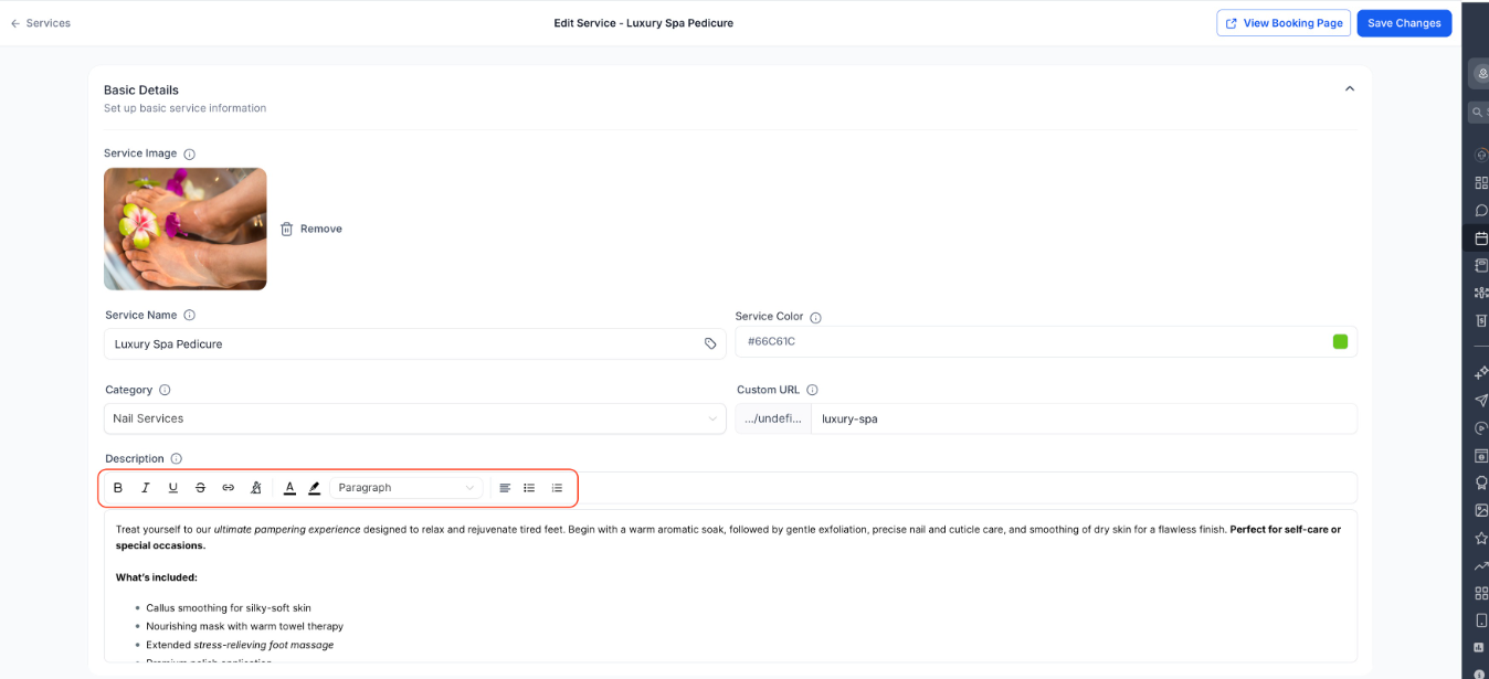 Configuring service description