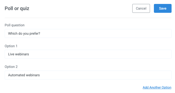 Add a poll to your webinar