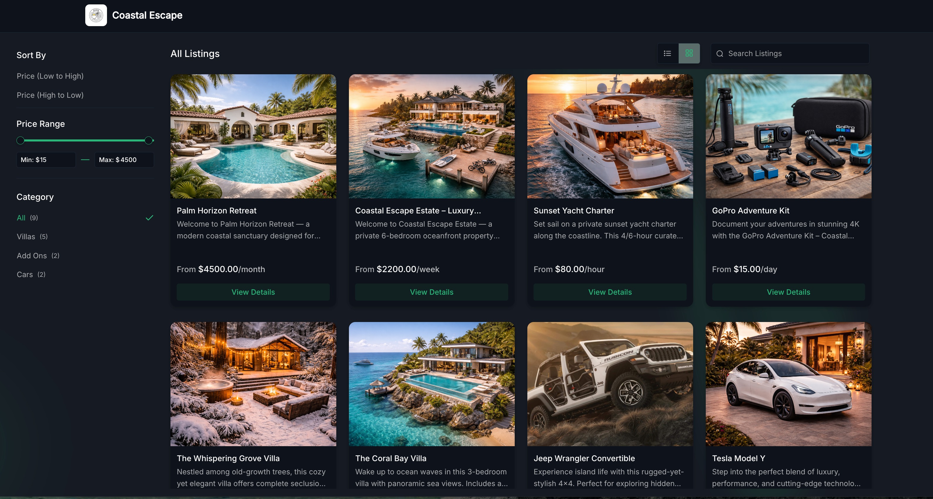 Booking Page - Directory