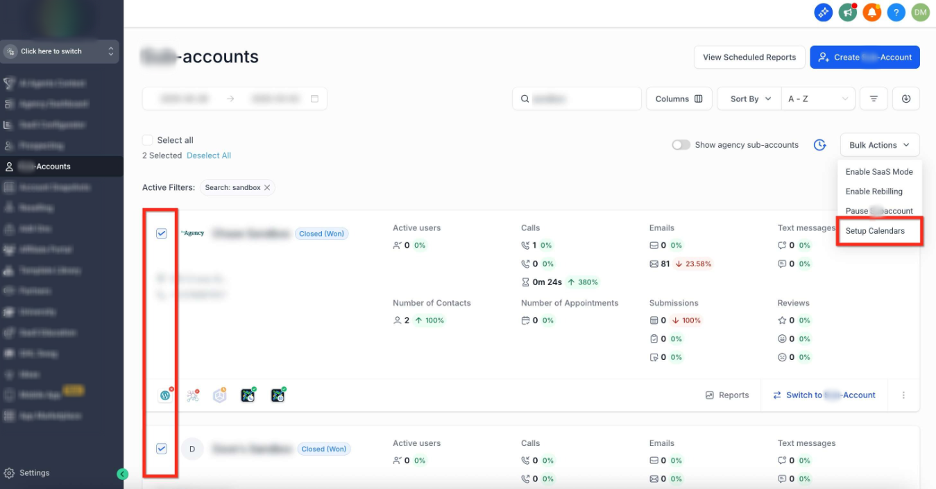Enable Rentals - Multiple Accounts