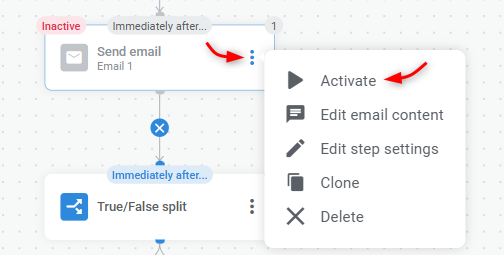 Activate new sequences steps