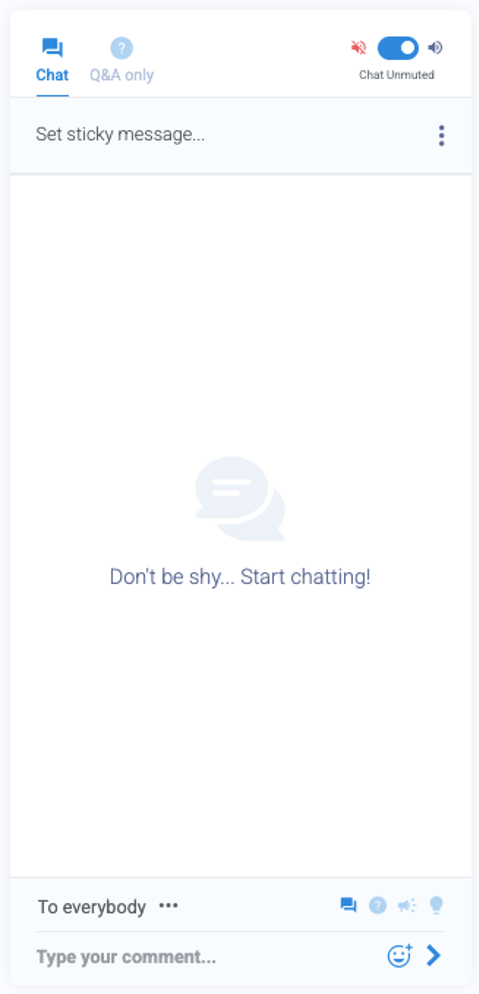 The chat panel in the webinarjam control panel