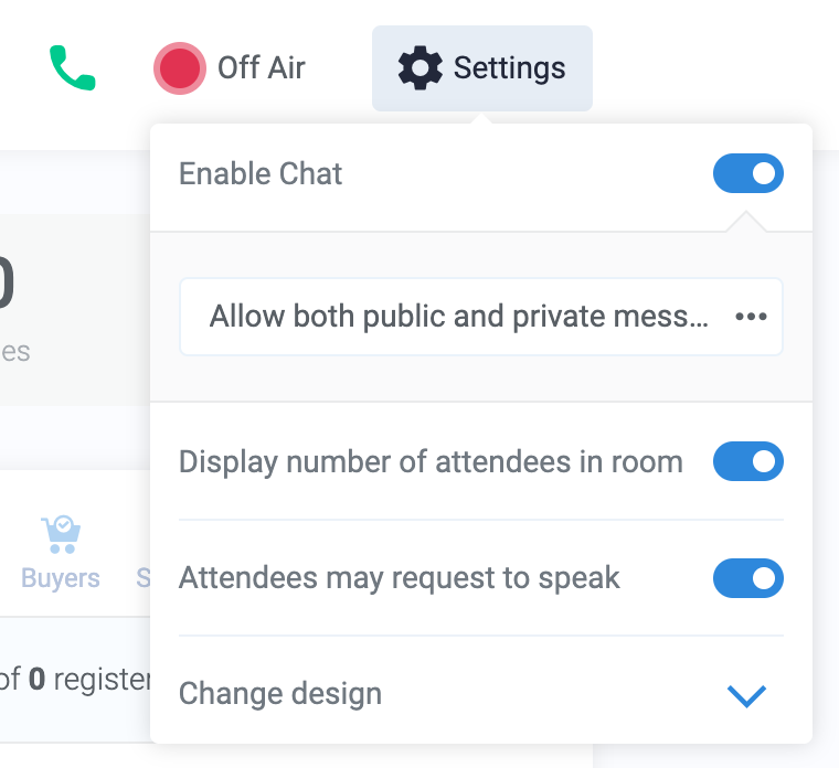 Update the event settings from the Control Panel menu