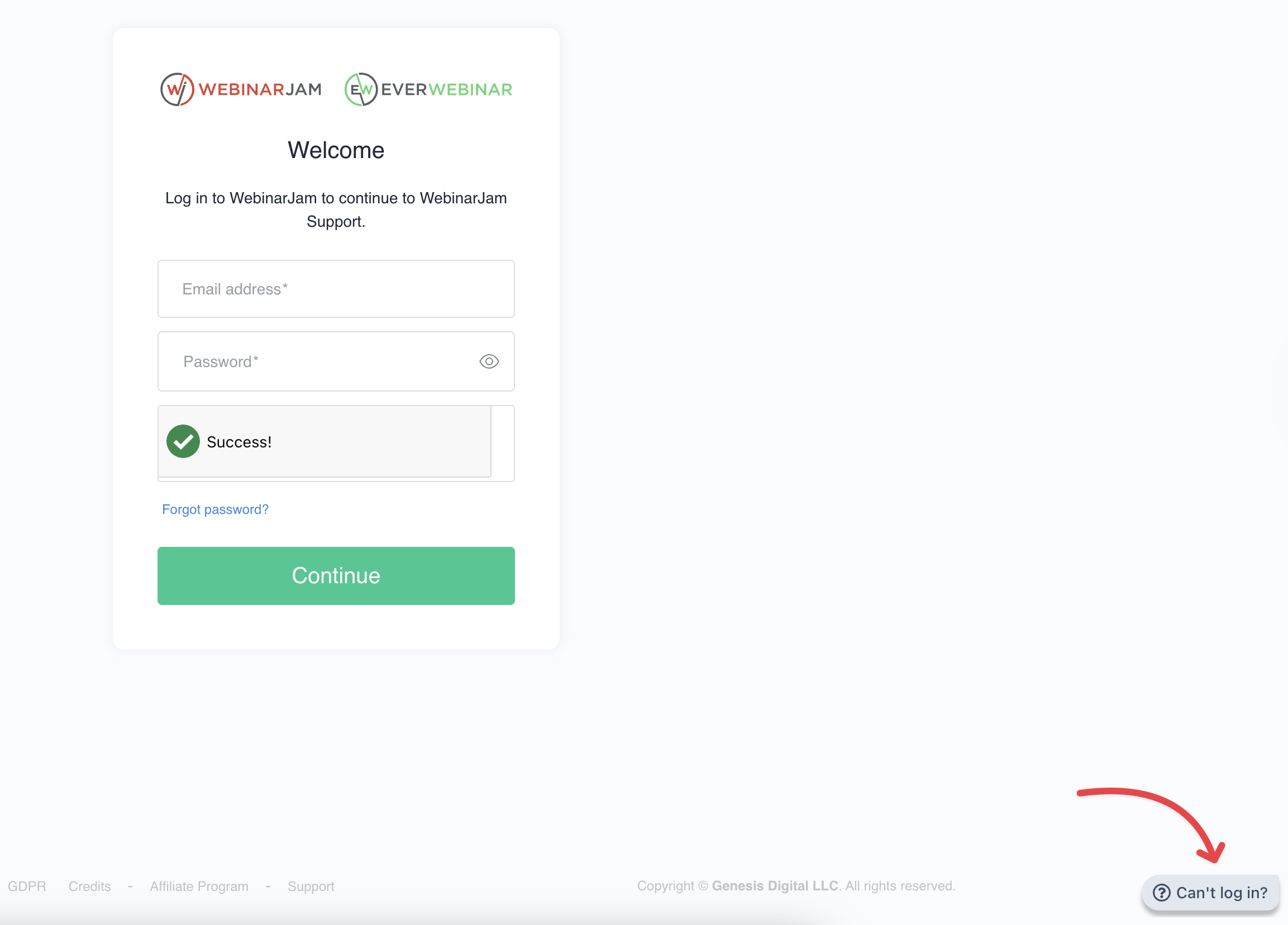 Chat widget on the login screen