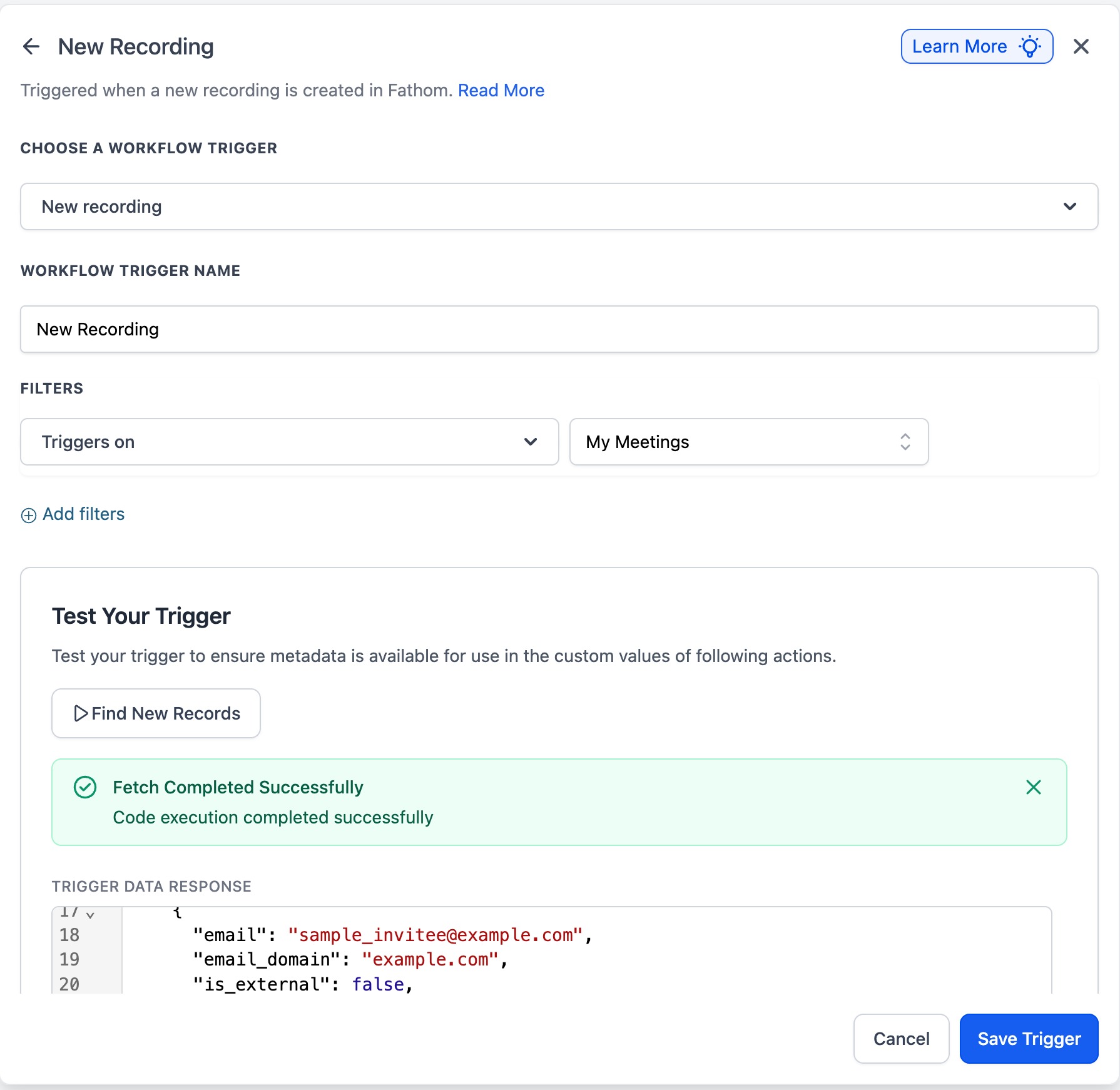 Trigger test sucessful