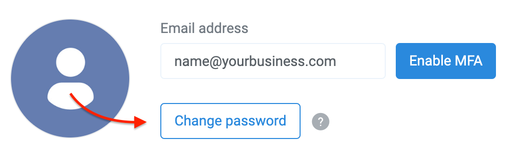 Click change password to reset your login credentials
