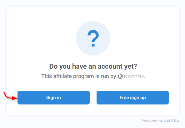 Affiliate signup page