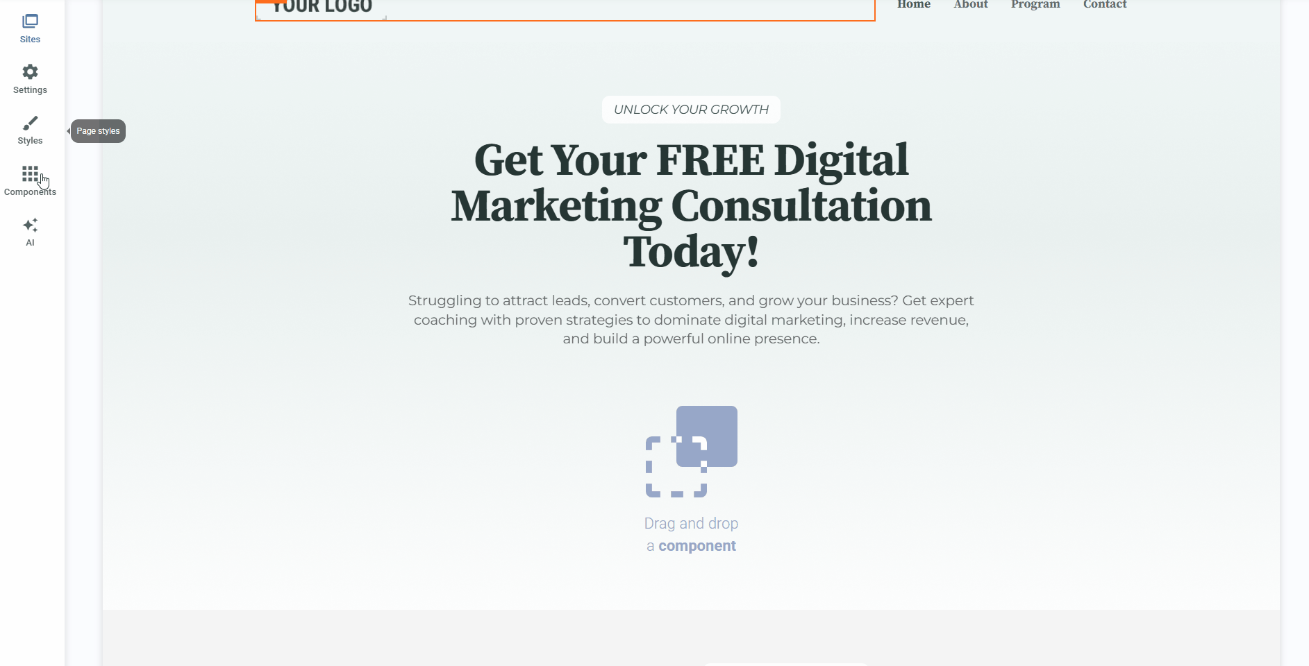 Adding a calendar placeholder to a page