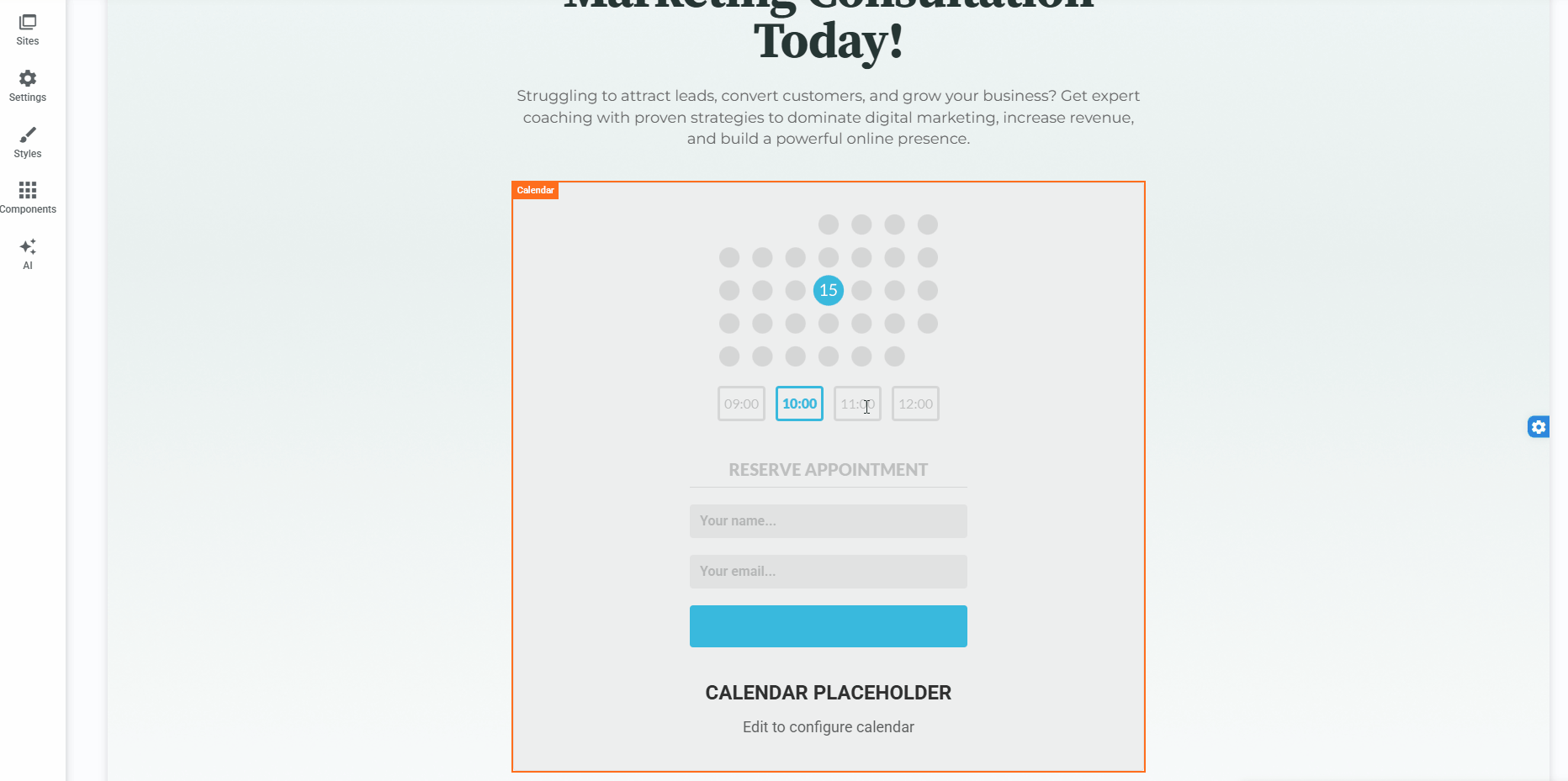 Linking a calendar to a placeholder
