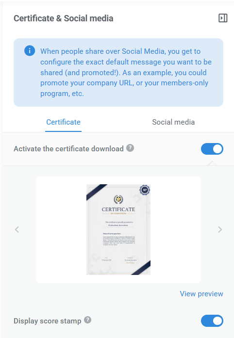 Certificate design options