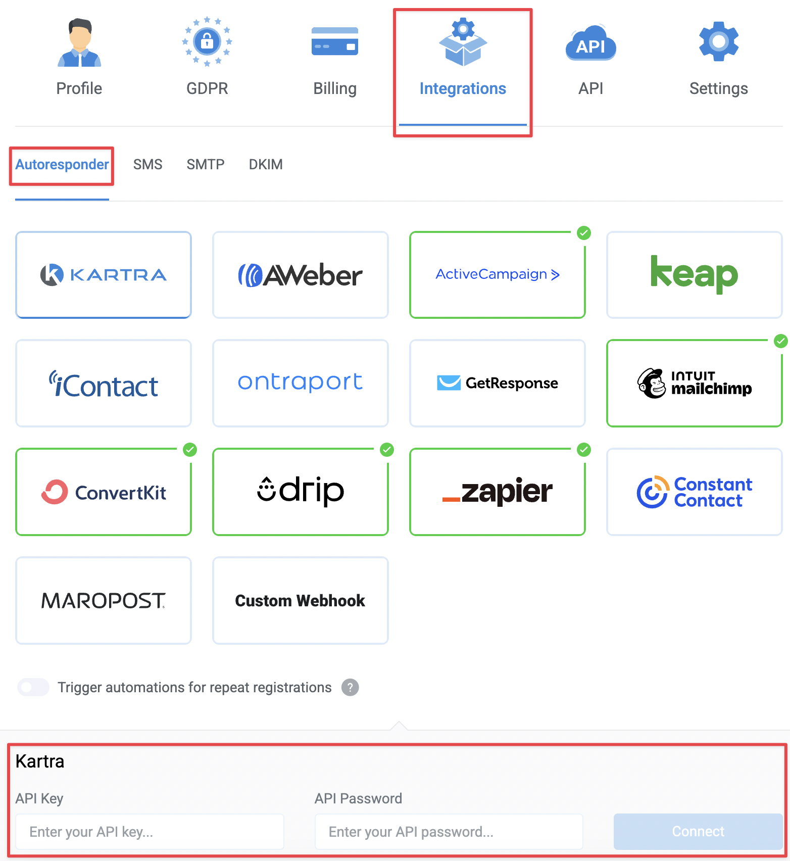 Integrate a third-party autoresponder or CRM