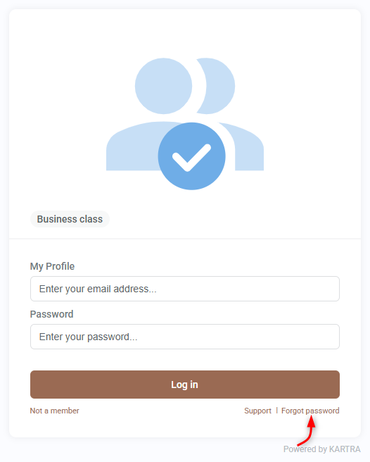 Login screen highlighting Forgot password option
