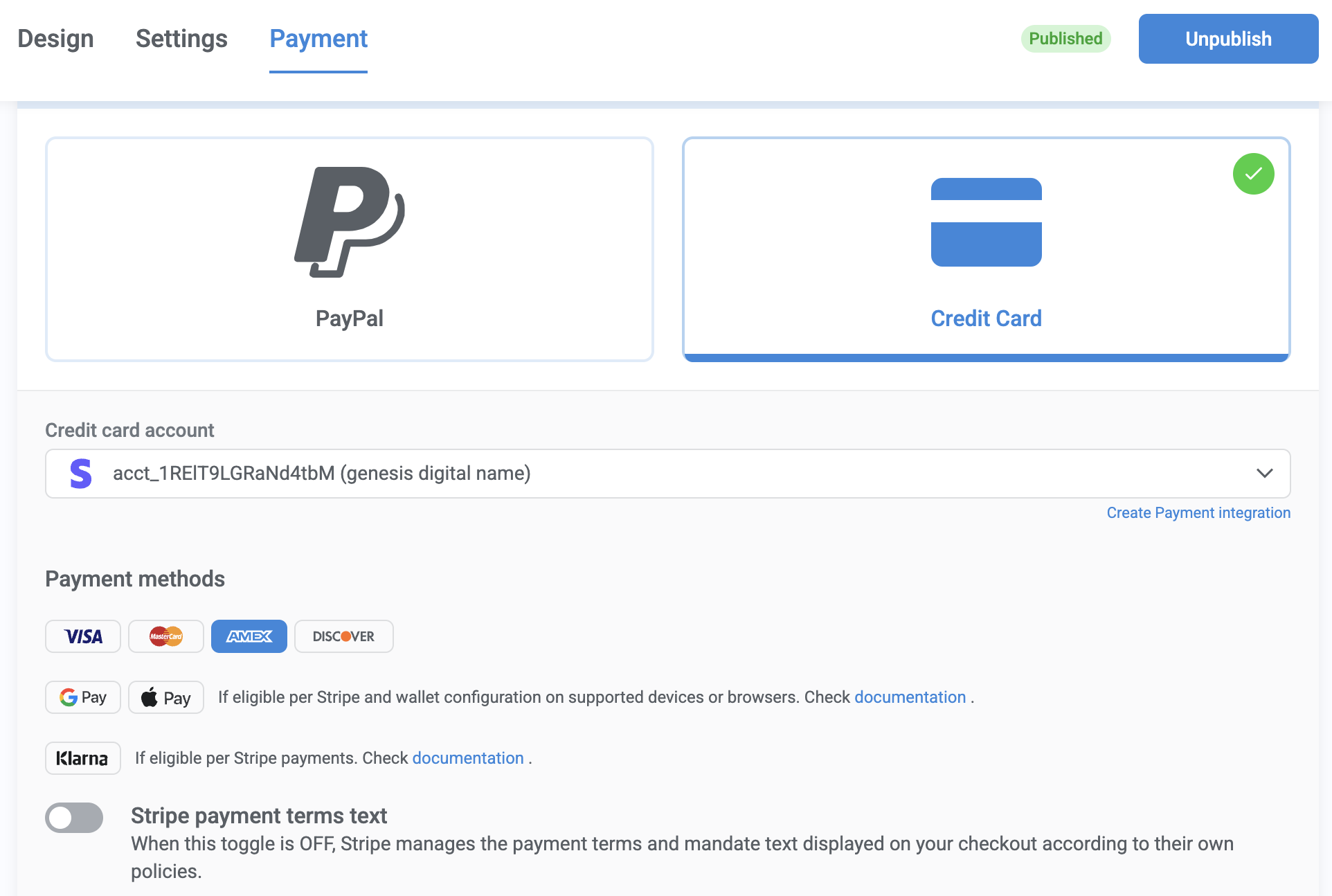 Payment tab of the Checkout wizard showing payment gateway options.